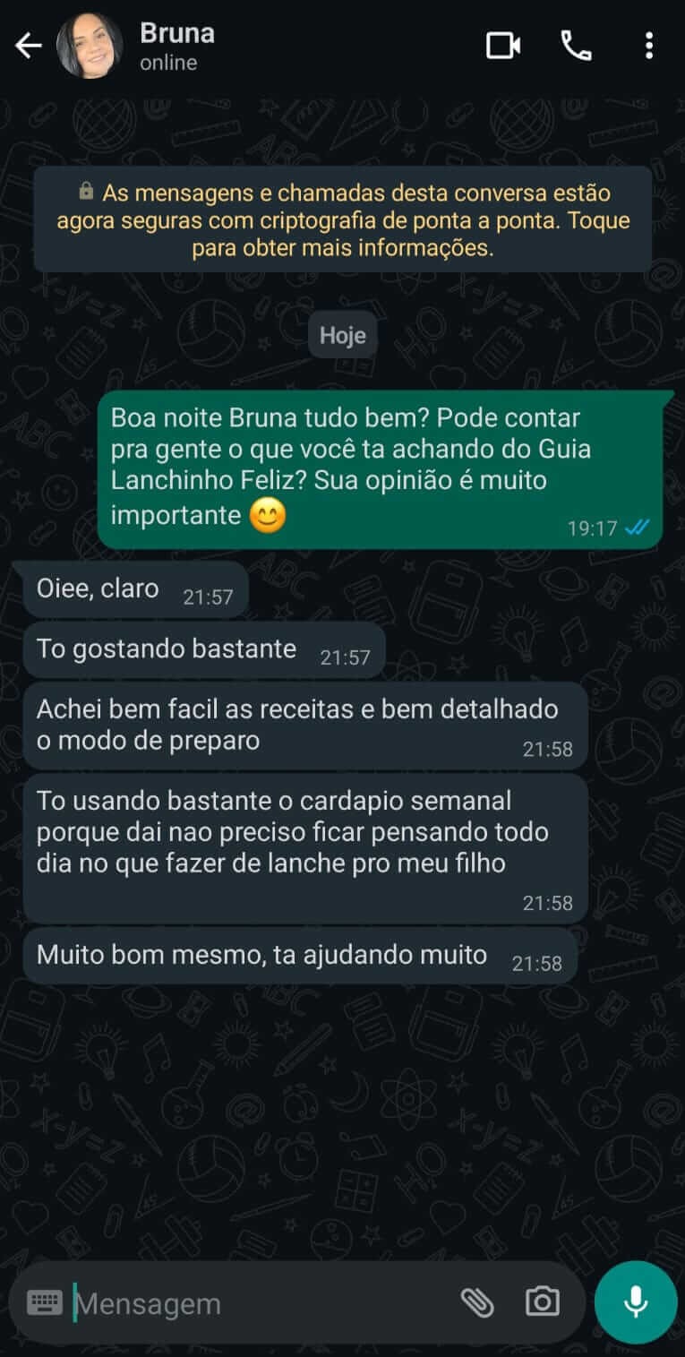 Depoimento de Bruna S. no WhatsApp
